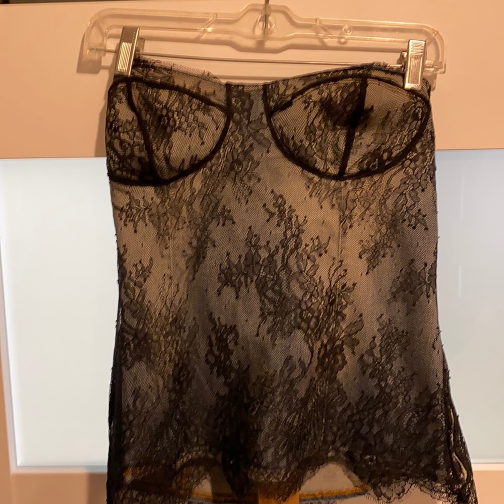 Guess denim and black lace bustier NWT